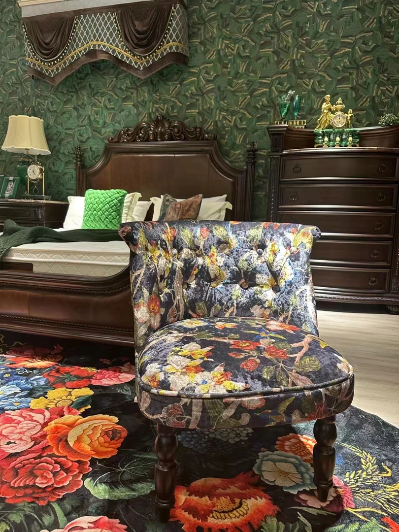 鸥古语复古布艺卧室阳台懒人椅民宿休闲吧网红咖啡厅单人小沙发