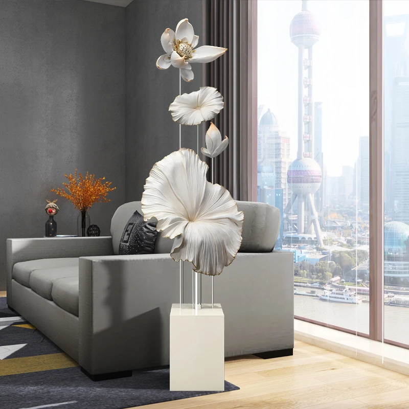 创意荷叶客厅摆件大型落地电视柜旁玄关办公室装饰品乔迁新居礼品