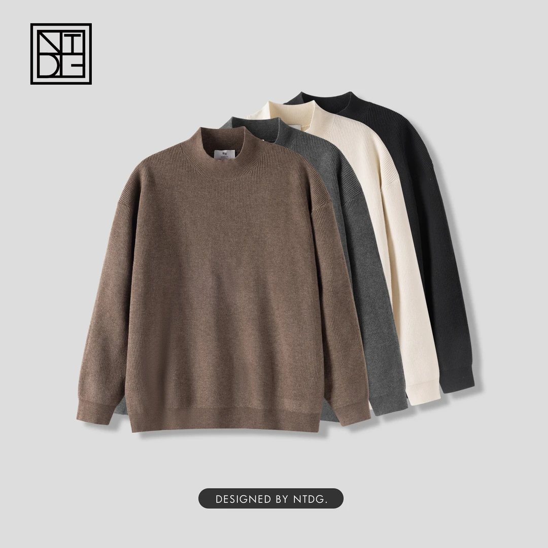 秋冬男士韩版简约纯色打底衫百搭休闲半高领毛衣248