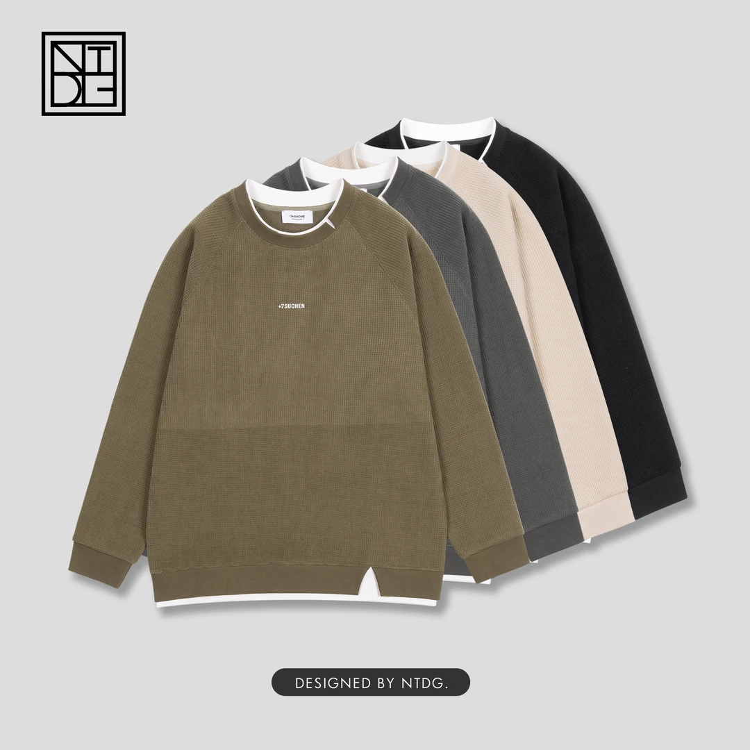 冬季玉米格慵懒感厚保暖刺绣圆领卫衣 95200