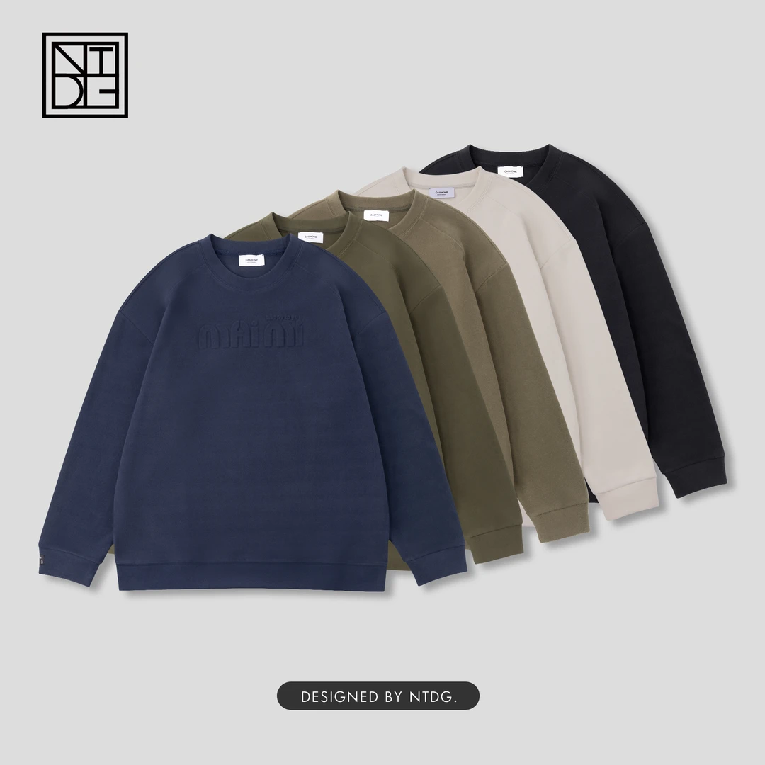 秋冬加绒加厚软糯钢印字母标打底圆领卫衣95210