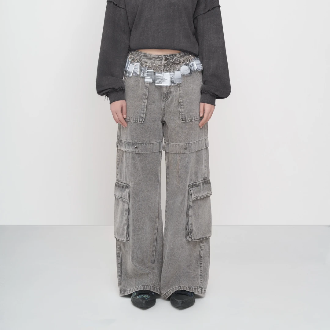 SENSEAWEEK多口袋活页牛仔工装裤YZ018