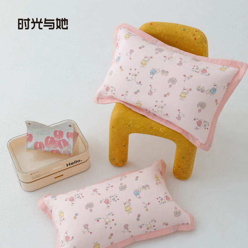 儿童枕套一只全棉双层纱A类母婴儿30x50纯棉35×55成人48×74透气