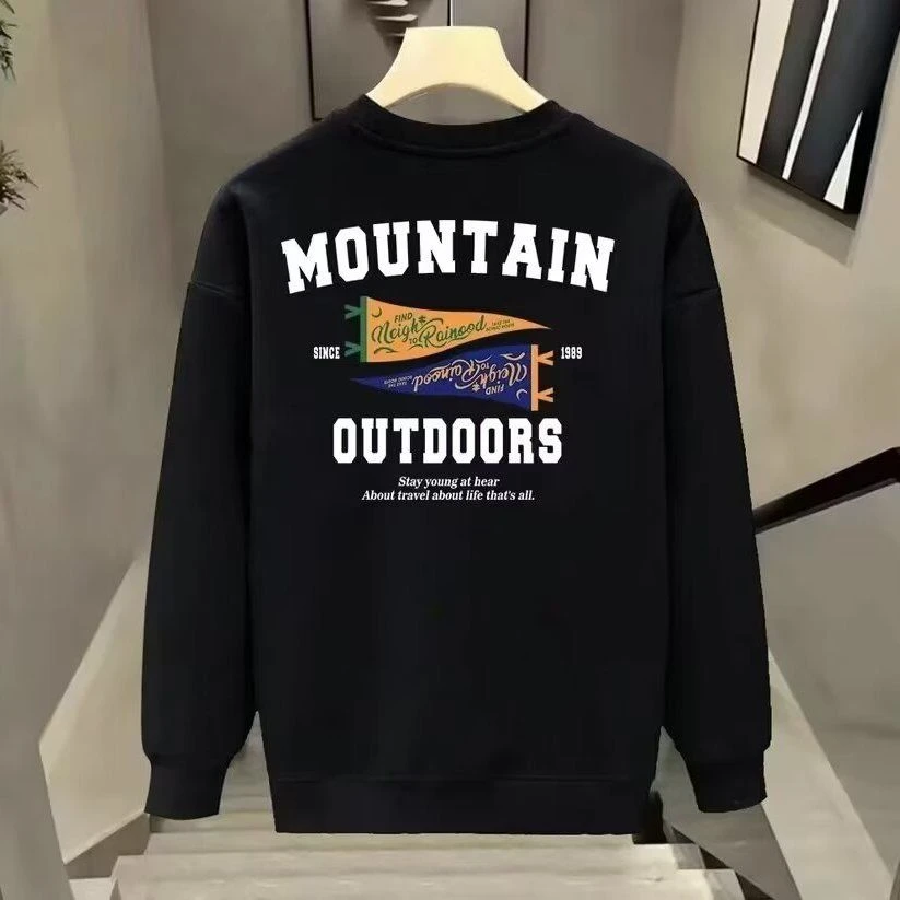 秋冬加绒加厚保暖卫衣圆领重磅套头卫衣美式宽松休闲潮男士打底衫