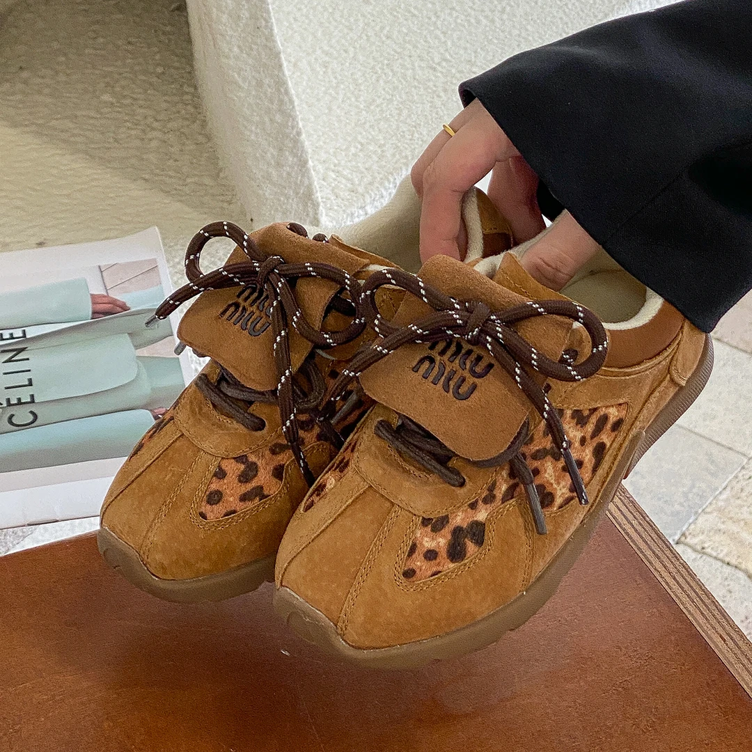 布丁哈鲁【阿甘鞋】24秋冬女童复古百搭舒适柔软休闲豹纹板鞋24D654