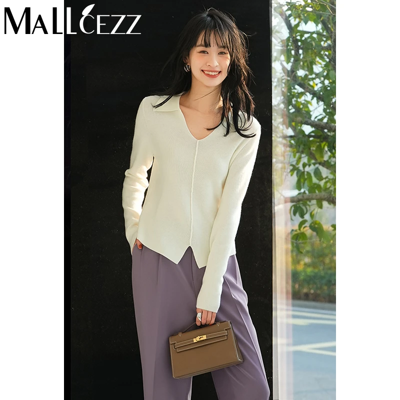 mallcezz/麦呈翻领修身显瘦洋气针织衫23AK018