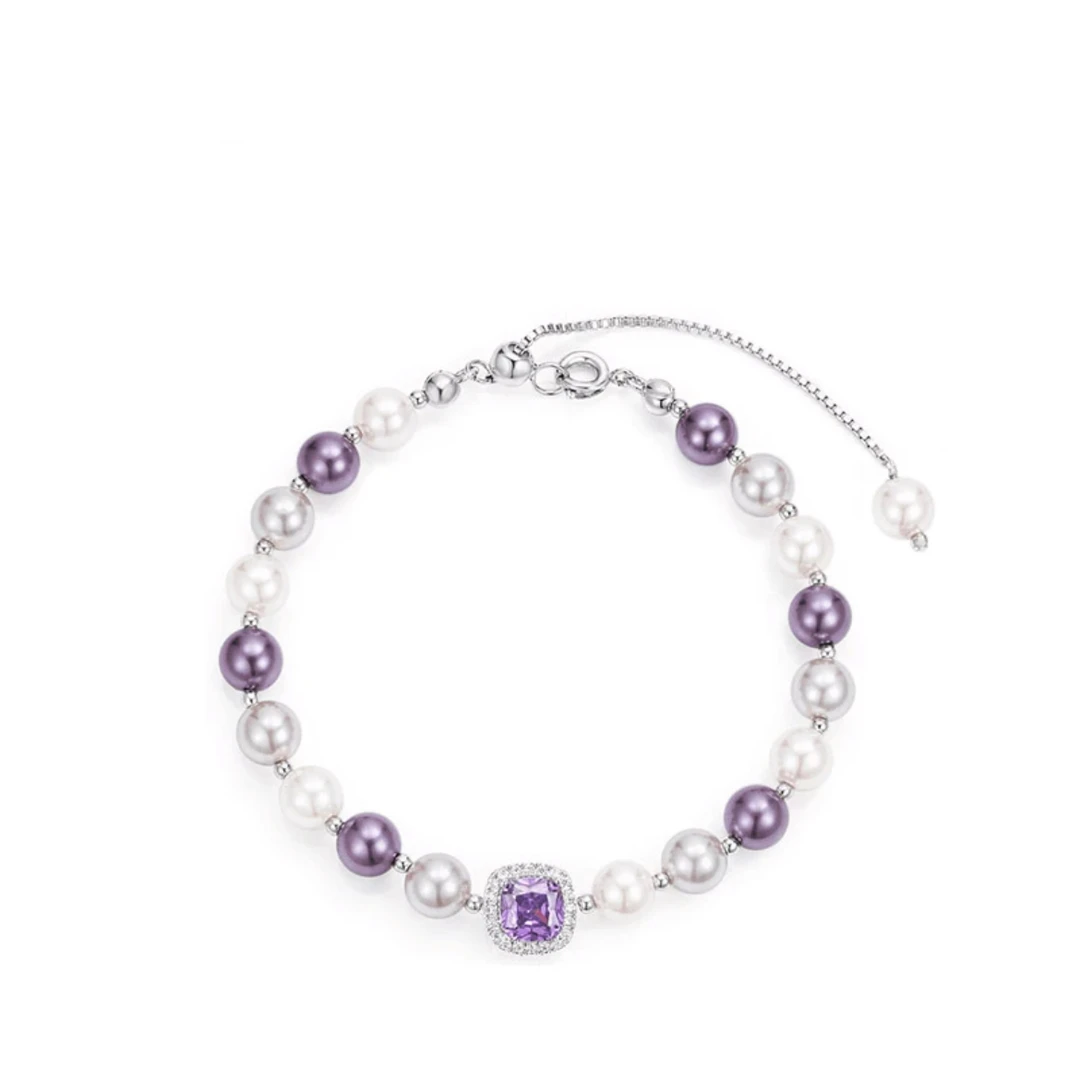铜合金合成锆石手链 0202《紫罗兰之歌》经典配色气质珠珠手链