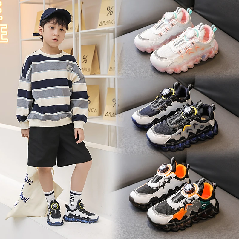 儿童休闲韩版老爹鞋2023春季新款时尚旋转纽扣运动鞋洋气学生鞋