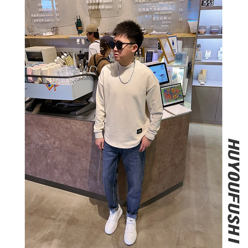 LKT.NINE9933秋冬圆领纯色半高领打底衫加绒加厚休闲内搭打底上衣