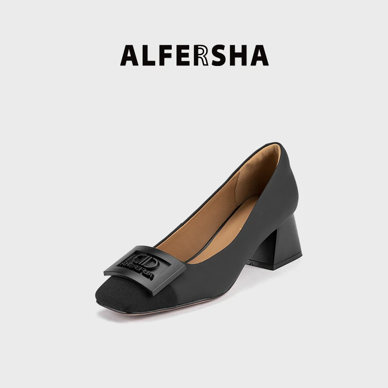 阿芙莎广系联名款2619126新款法式时尚方头单鞋B