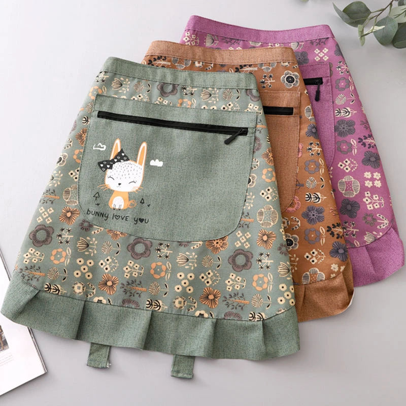 帆布半身围裙时尚洋气厨房家用做饭透气耐磨大人上班防污半截围腰