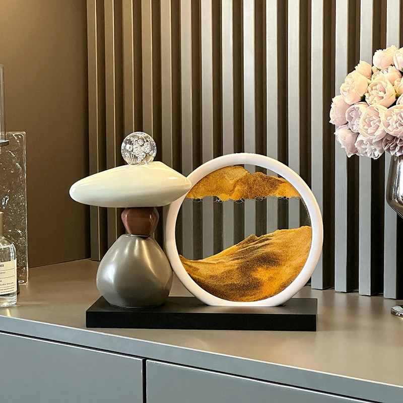 时来运转酒柜摆件流沙画电视柜装饰家居客厅酒柜玄关高档装饰品