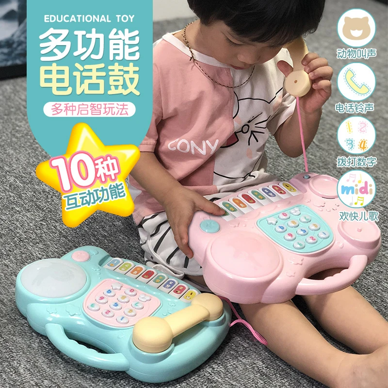 儿童玩具电话机仿真座机0-1-3岁6宝宝婴儿男女孩音乐益智有声音的