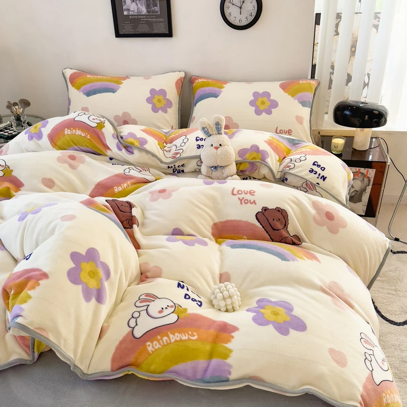 高克重牛奶绒被套加厚250g舒适冬季保暖绒被罩不掉毛不起球加绒