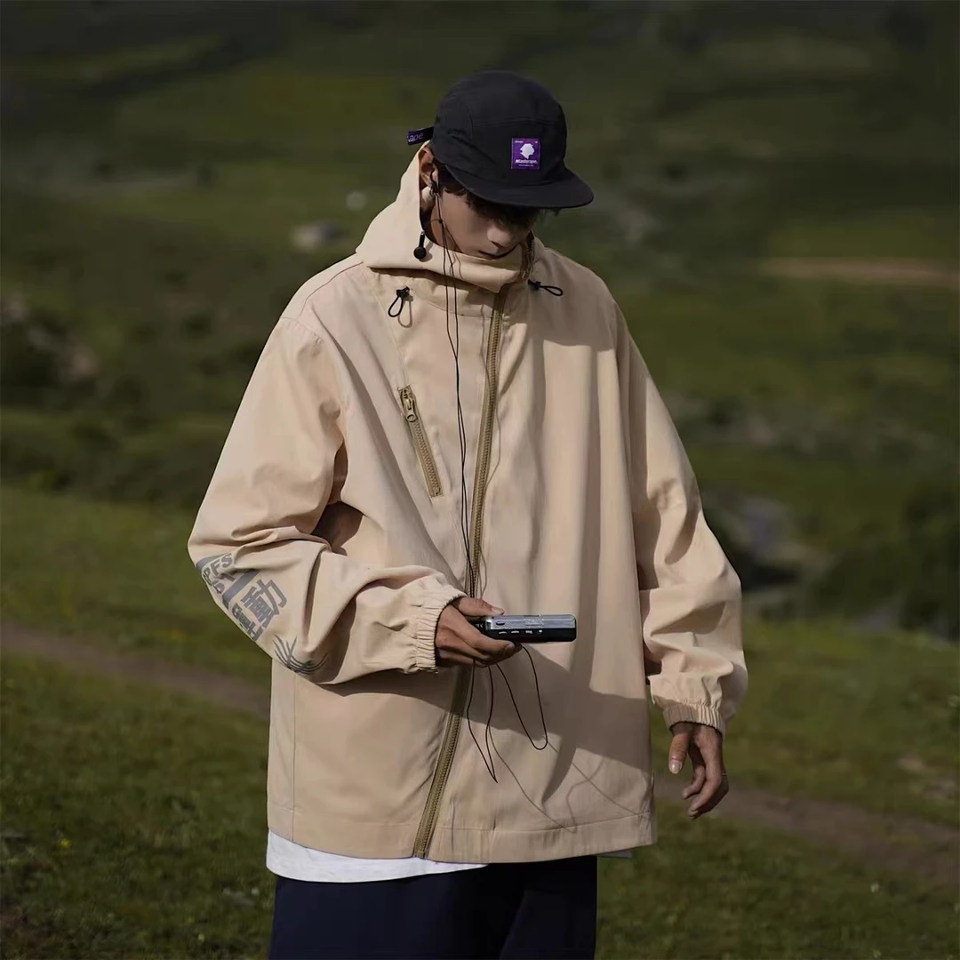 YJ6613 N 机能工装休闲冲锋衣男春秋复古外套情侣休闲上衣