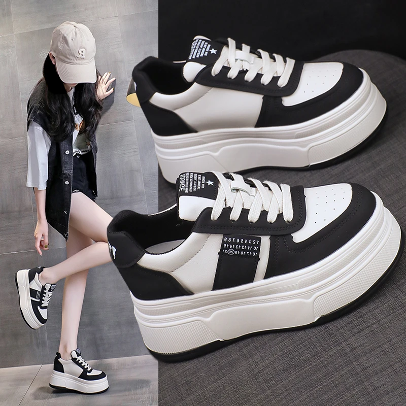 百搭小白鞋女ins2025春季新款网红7厘米内增高板鞋韩版休闲德训鞋