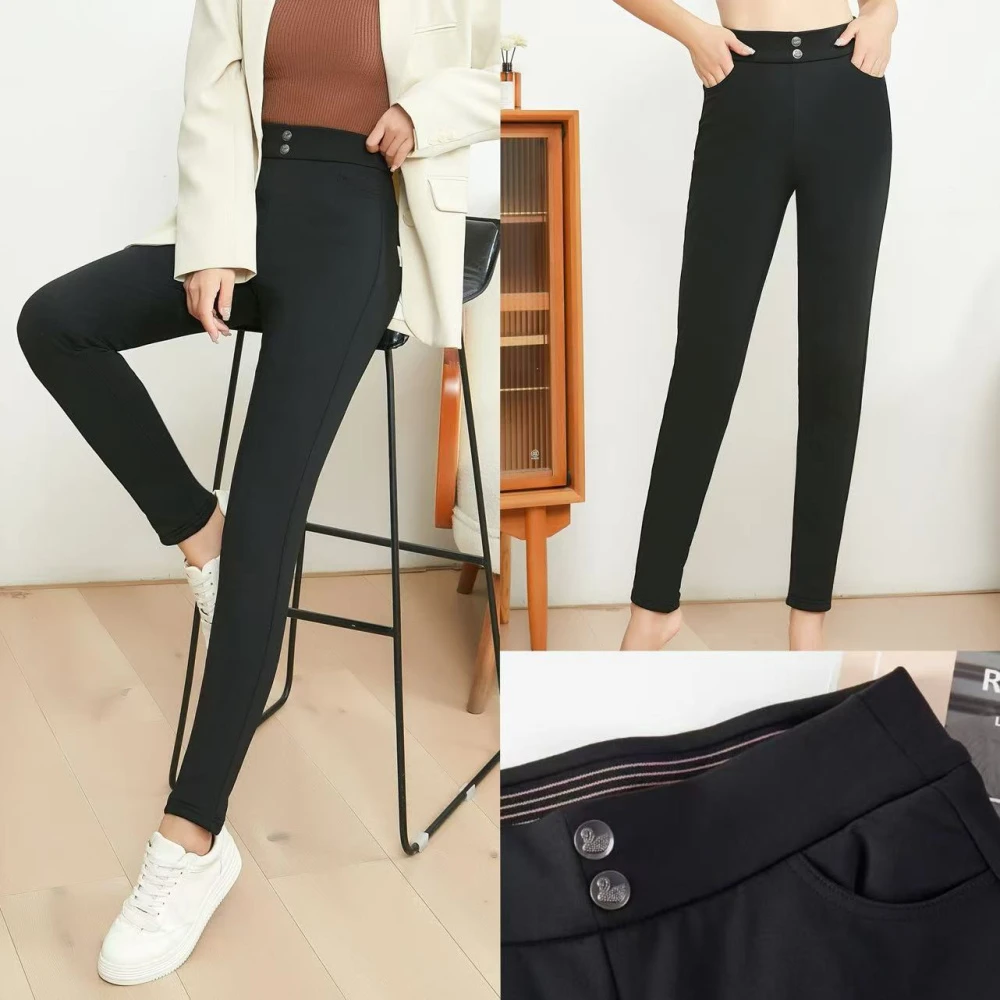 高腰高弹轻便显瘦鹅绒棉裤/前侧鹅绒