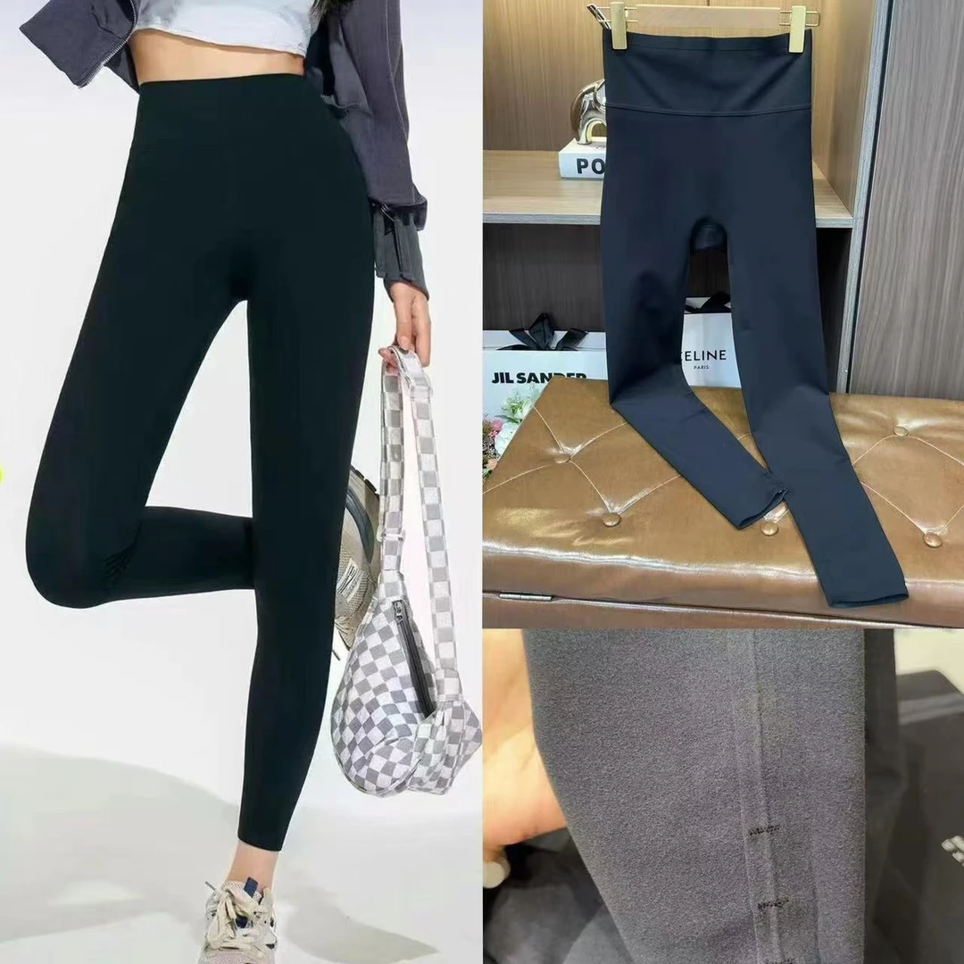 高腰哑光裸感薄绒瑜伽裤芭比裤打底裤紧身压力收腹秋冬