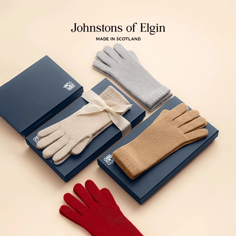 Johnstons of Elgin秋冬女士纯色羊绒手套礼盒礼物
