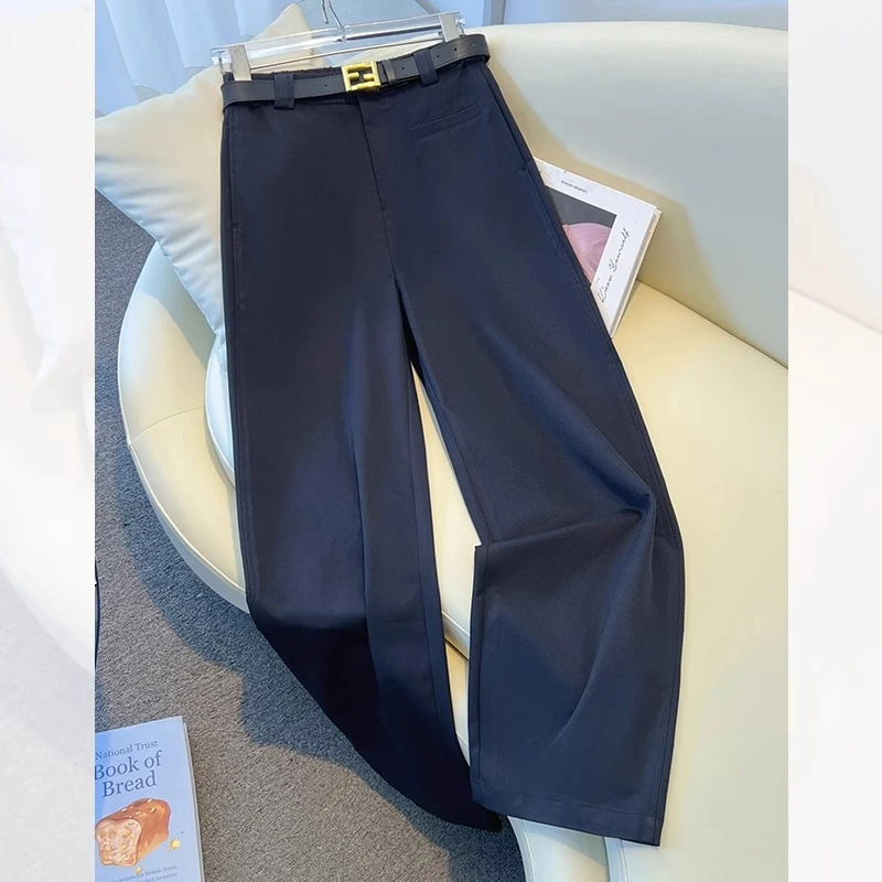 高腰阔腿裤女春秋季2025新款今年流行的爆款裤子显瘦拖地直筒裤子