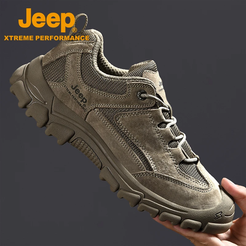 JEEP潮款休闲男鞋2024新款日常白搭透气情侣户外登山鞋旅游徒步鞋