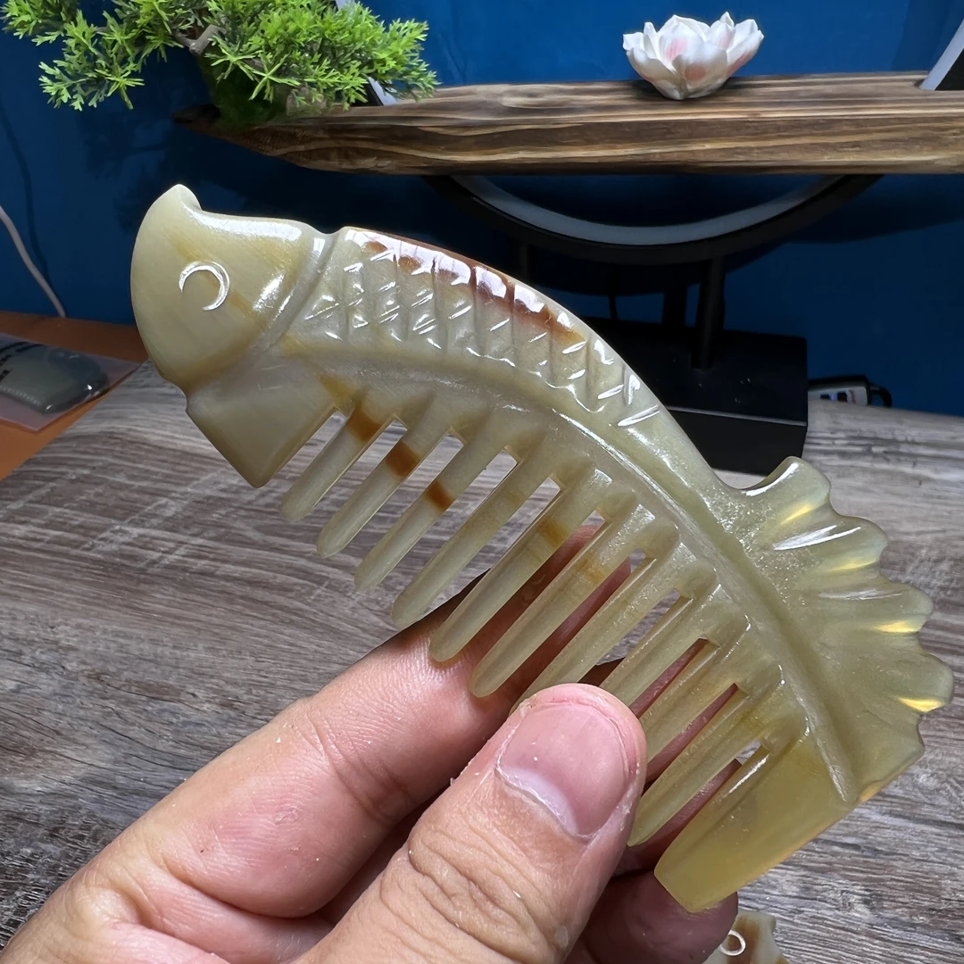 年年有鱼牛角梳包包梳宽齿