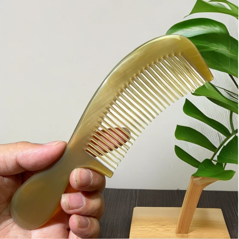 枫叶 白水牛角手柄梳家用便携梳子手工养发顺发女士