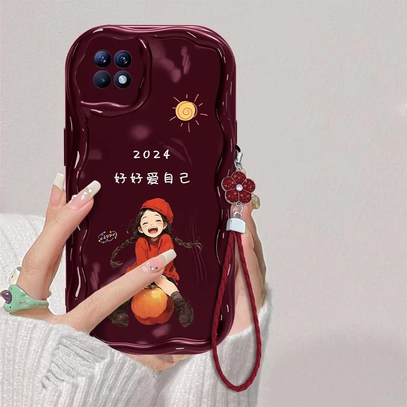 适用于OPPO Reno4se好好爱自己手机壳奶油纹硅胶全包防摔创意女款