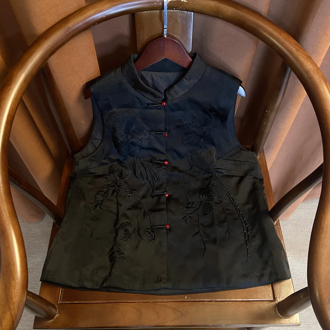 墨韵新中式国风双面穿气质中式复古重工休闲国潮时尚重磅提花马甲