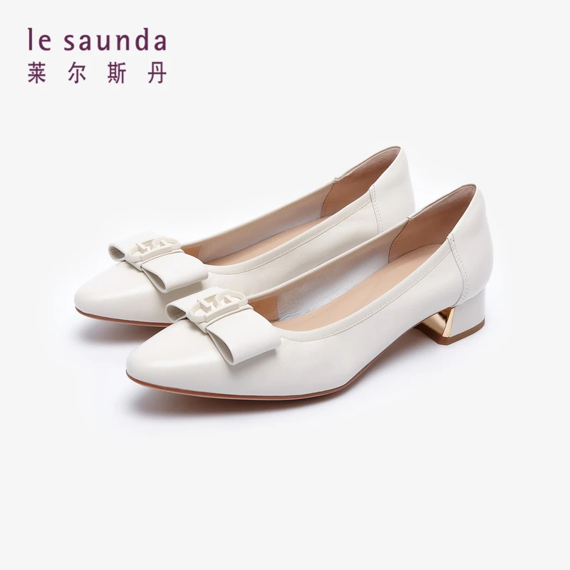 莱尔斯丹春季商场同款优雅浅口杏仁头蝴蝶结单鞋女鞋4M30002