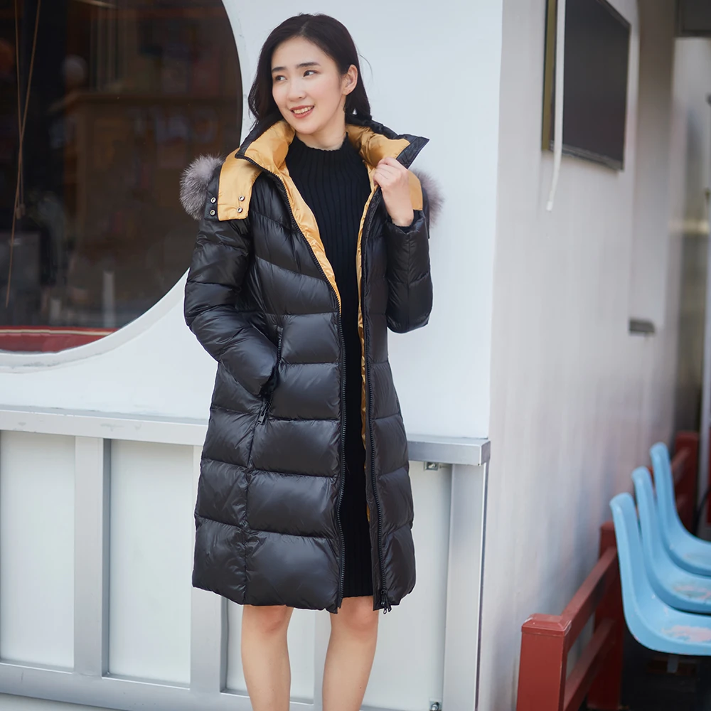 出口外销中长款女装冬季女款休闲白鸭绒宽松羽绒服  505