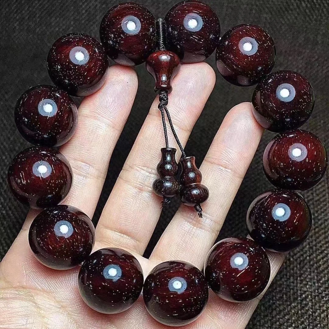 印度小叶紫檀 檀香紫檀手串酒红色️满金星材质好.油性足.毕业级