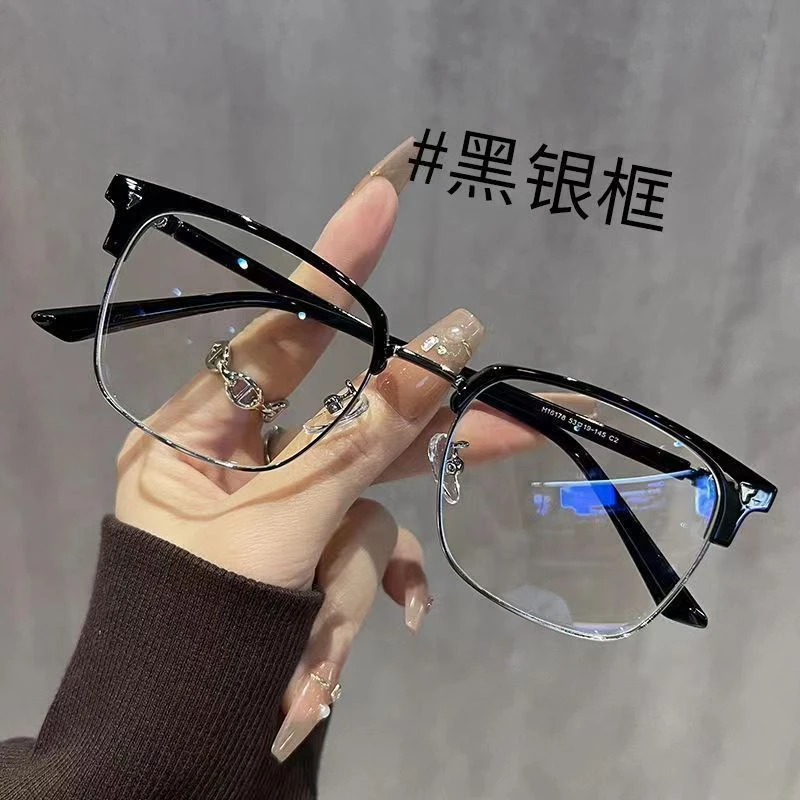 理工男半框眼镜近视男款潮不可配度数无散光学生眼睛框架斯文平光
