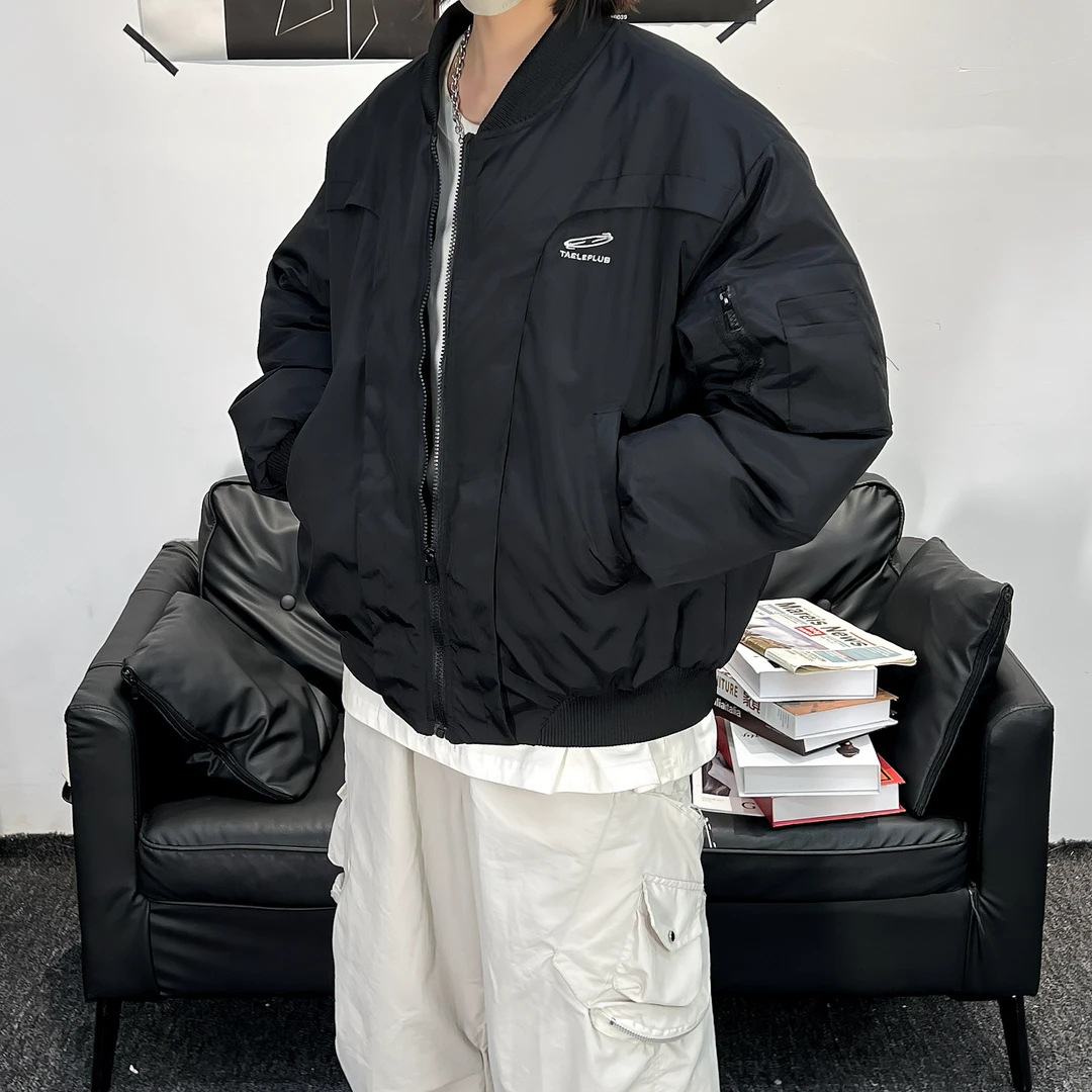 冬季新款vibe风加厚棉服男女同款百搭设计感保暖拼接高街棉衣外套