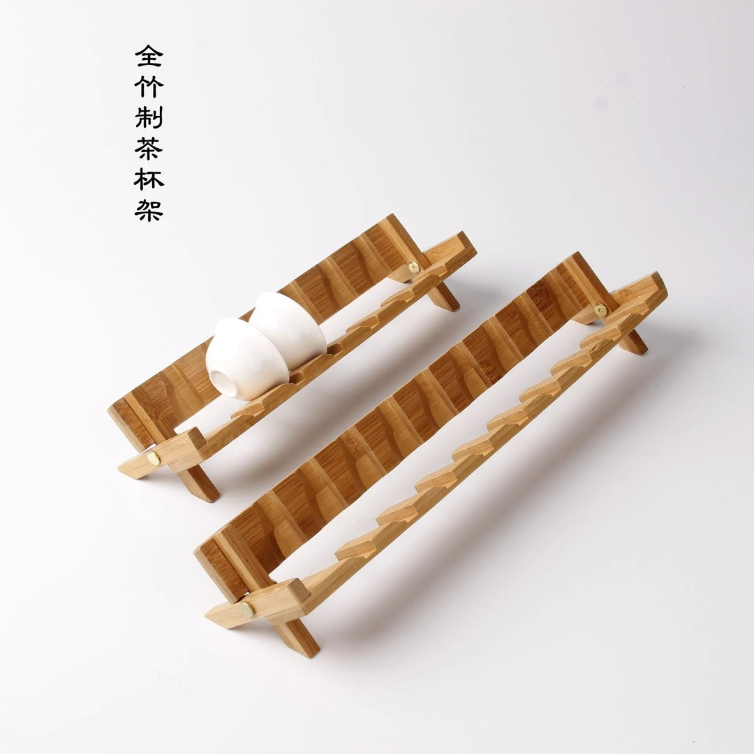 日式竹木孟宗竹手工制作单层双层竹茶杯架竹制品功夫茶具茶道零配