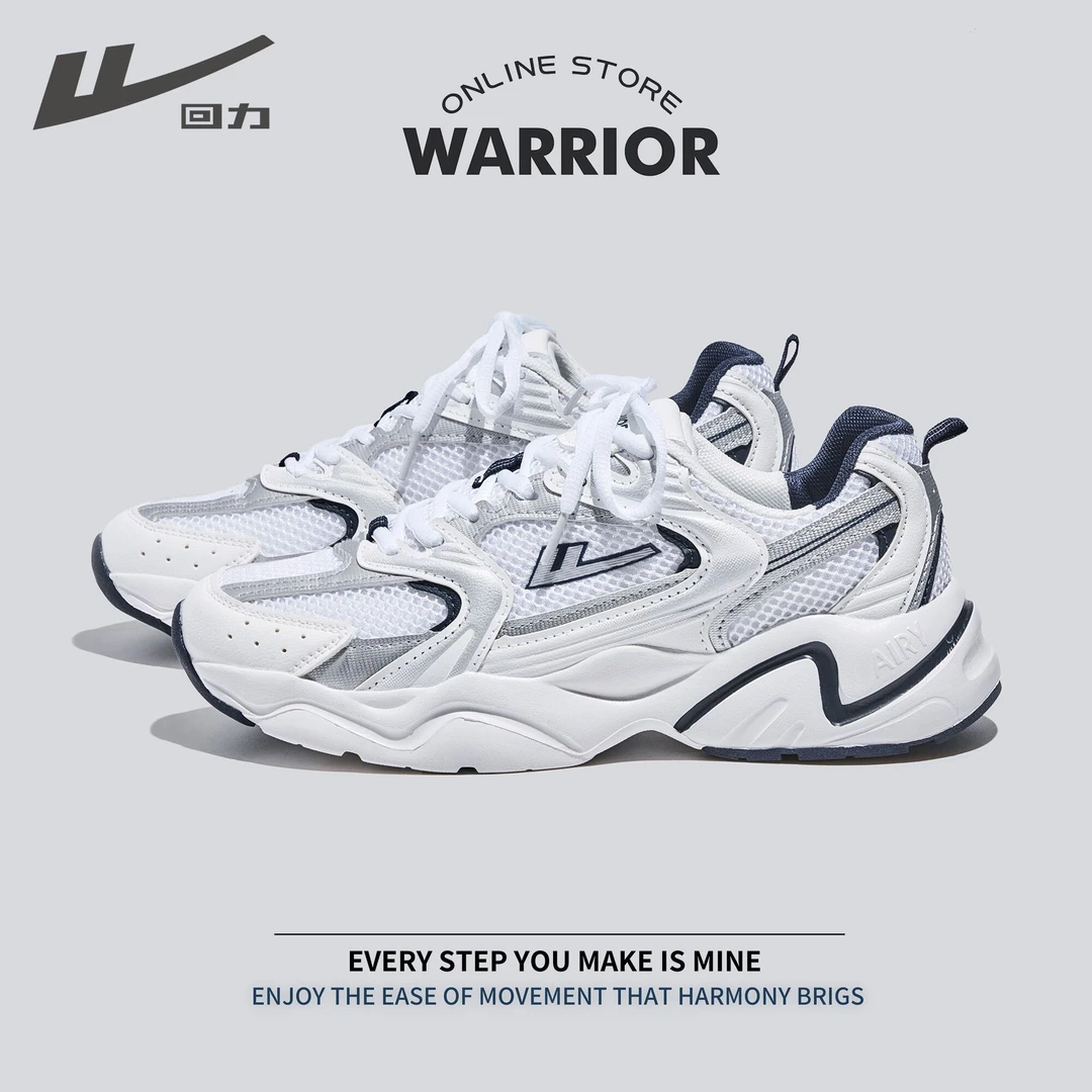 回力运动鞋男2024新款情侣休闲跑步百搭ins潮网面厚底增高老爹鞋