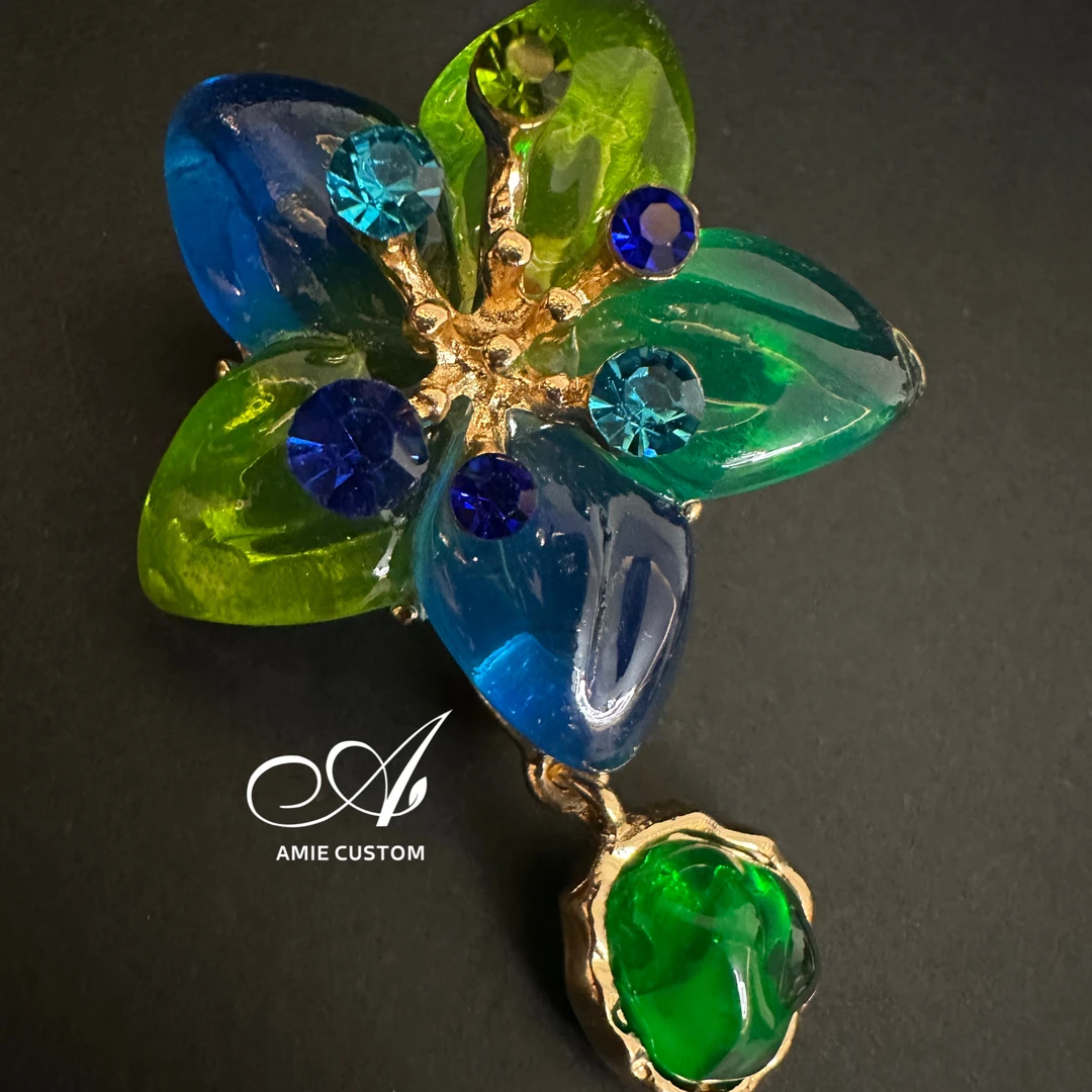 合金亚克力胸针 胸针饰品蝴蝶胸针山茶花吊坠