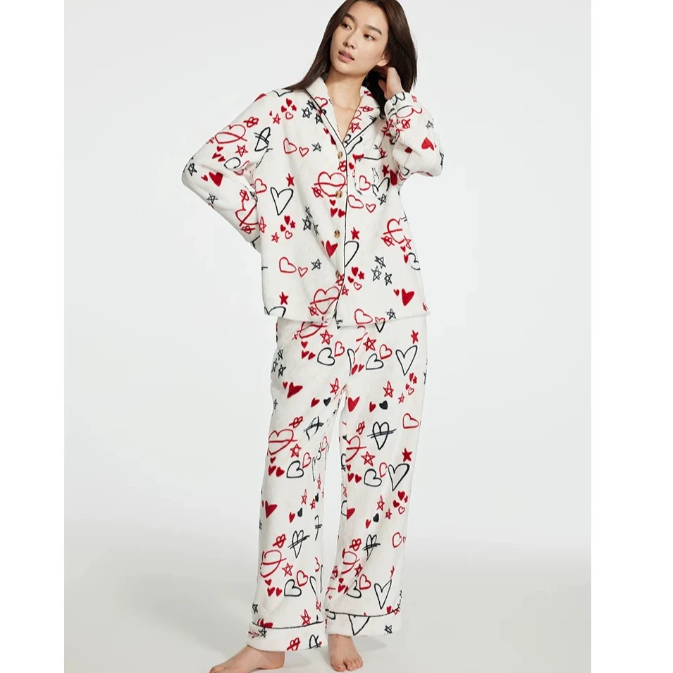 【V家-心动秘密新版海岛绒】 冬季可外穿海岛绒睡衣居家服明星款