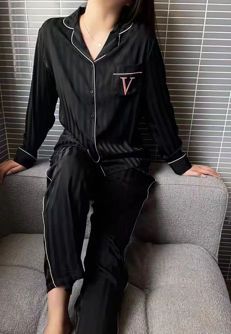 【维家-黑白骑士】小众设计条纹高级感家居服长袖睡衣套装