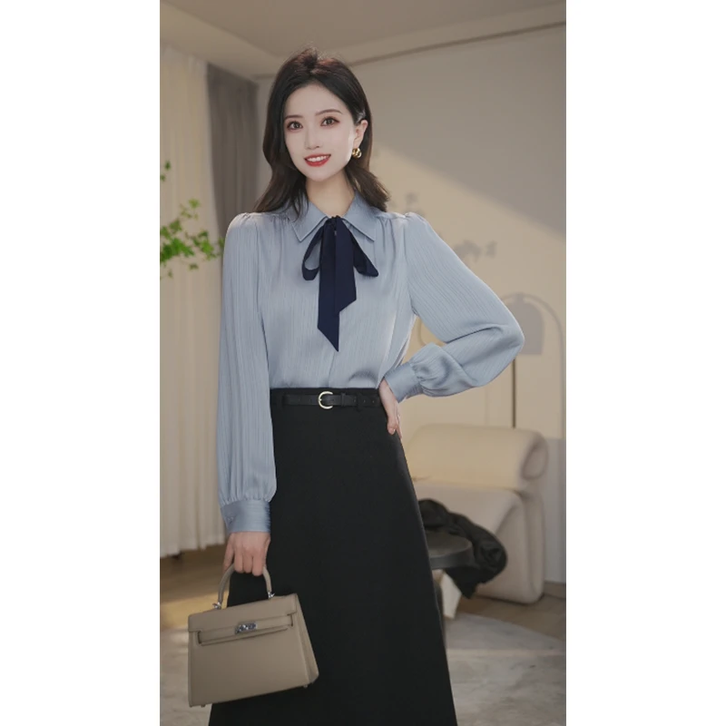 【杨杨专属】欧若风曼贝春夏新款蓝色衬衫女长袖2025通勤8591135