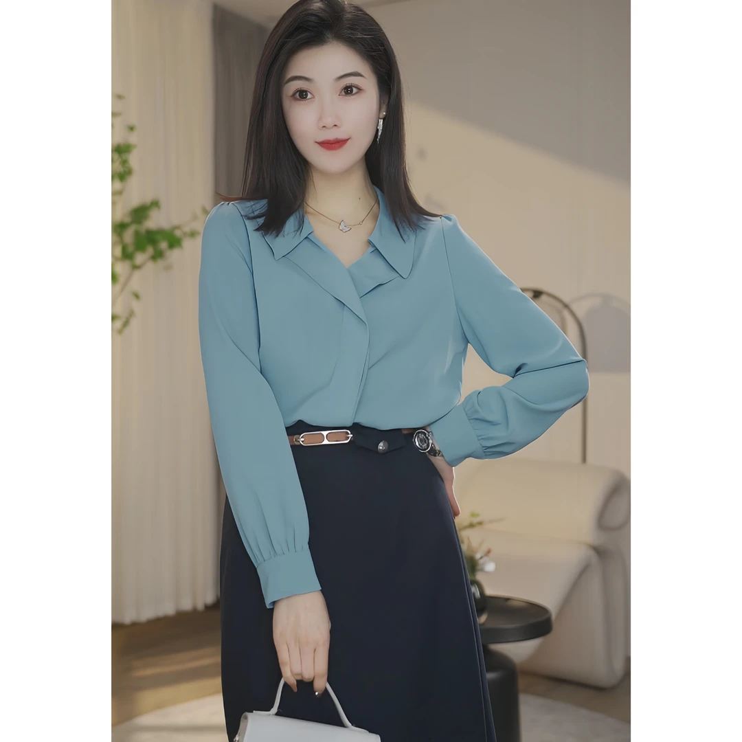 【曼曼甄选】欧若风8391029衬衫女长袖法式时尚大码上衣宽松百搭
