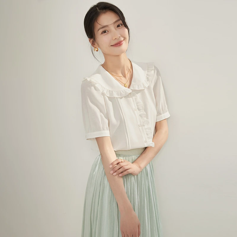 【曼贝宠粉节】B78-8492114米白色2025夏季新款衬衫