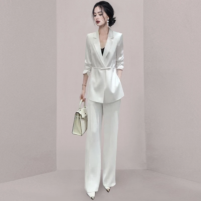 今年流行的高级感套装女薄款西装夏季外套轻职业西服阔腿裤两件套