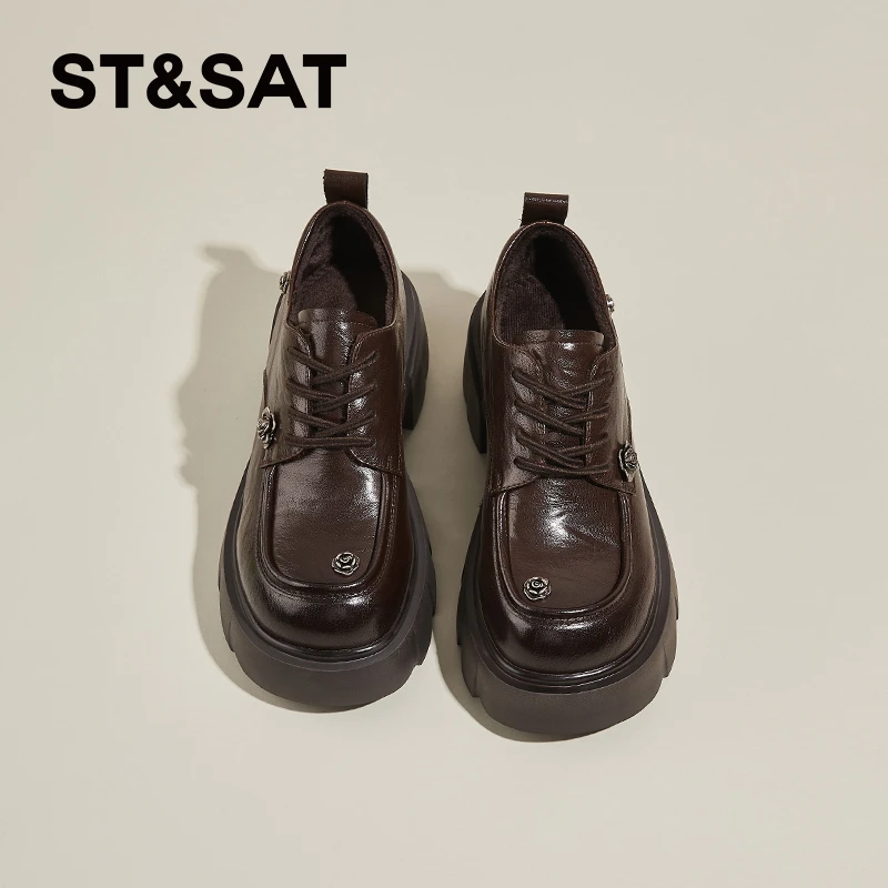 星期六厚底加绒乐福鞋女英伦风小皮鞋2024年秋冬新款百搭毛毛棉鞋