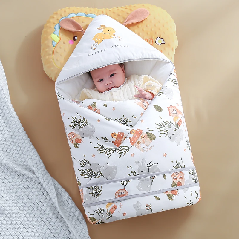 新生儿包被初生婴儿产房抱被宝宝秋冬季纯棉加厚防惊跳外出包裹被