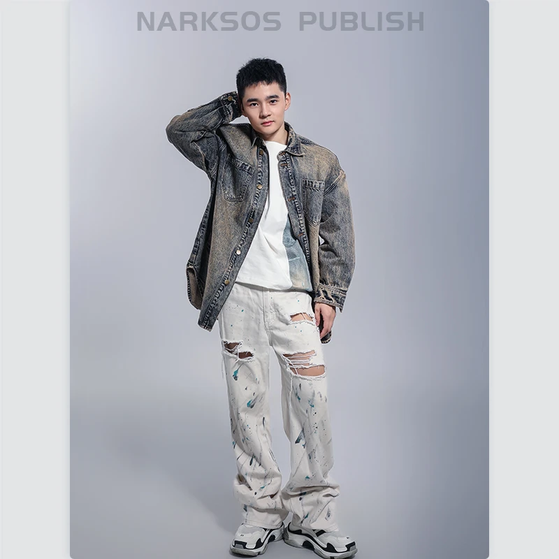 NARKSOS24FW重工水洗做旧工装风牛仔夹克衬衣 NAR-13 地心回忆
