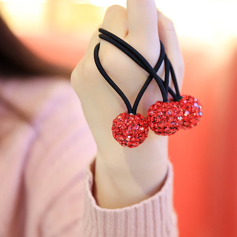 韩国 满钻闪闪球球简约牛皮筋弹力发圈发绳马尾发饰丸子头饰品