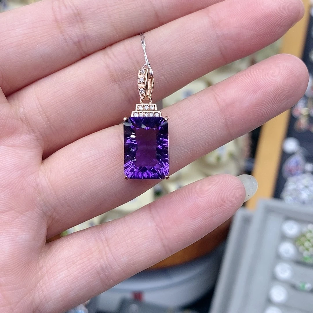 紫晶吊坠(不含链)银S925镶嵌