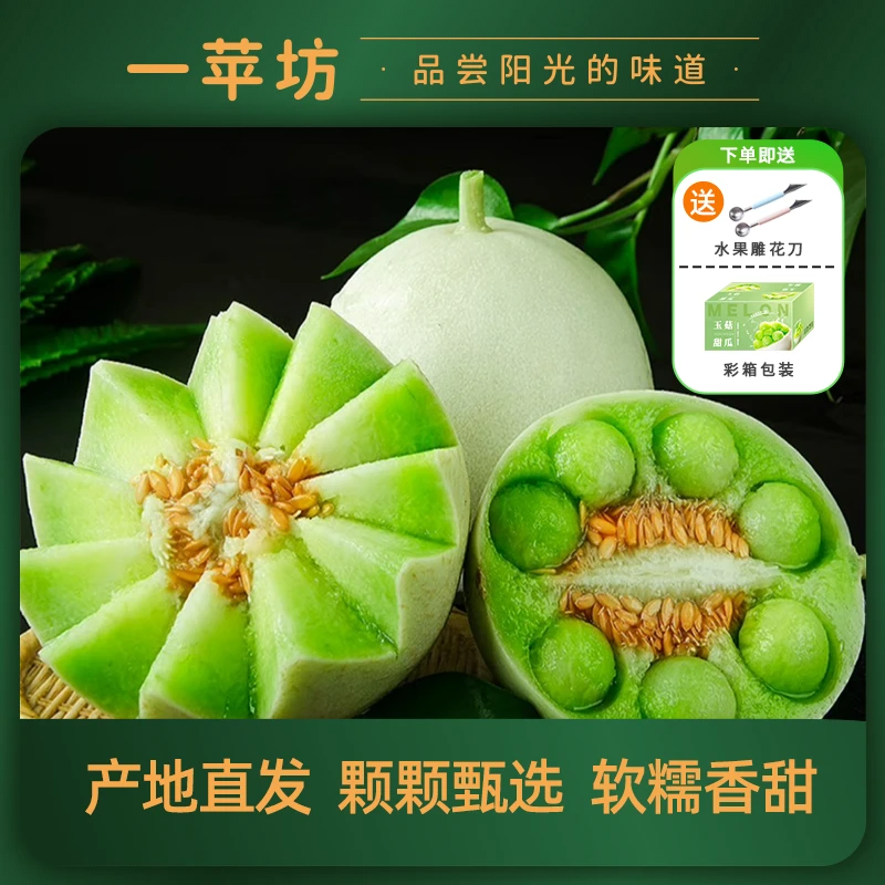 【一苹坊】冰激凌翡翠蜜瓜新鲜头茬产地山东软糯香甜冰激凌口感