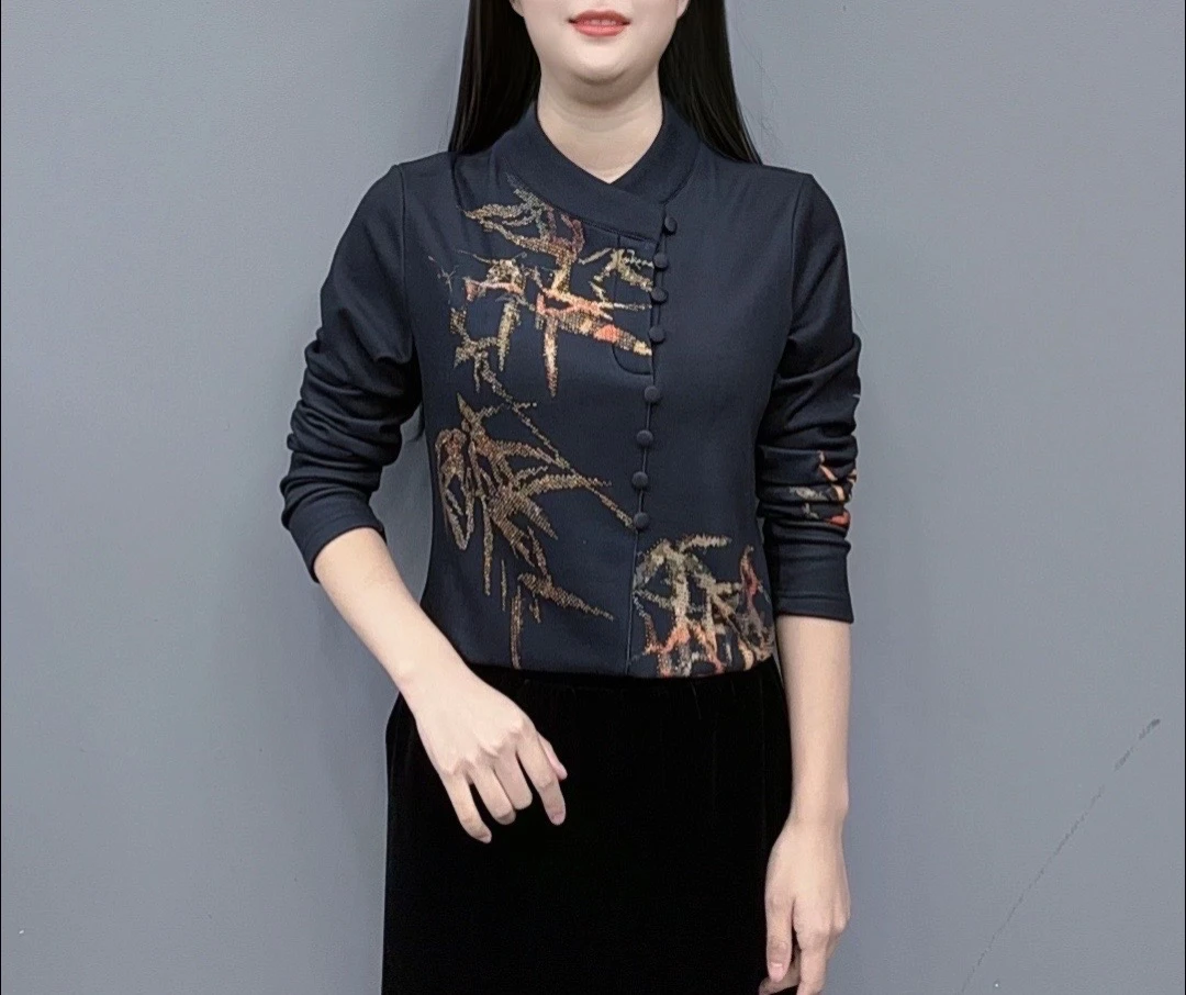 秋冬加绒新款百搭遮肉显瘦气质时尚百搭领女装上衣#1122